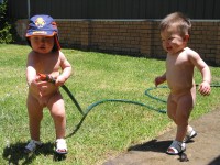 Our first time with the hose!