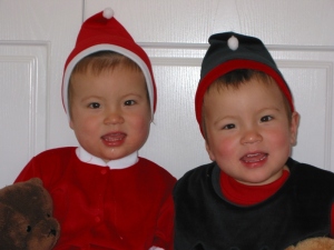 Jack as Santa, Troy as Elf